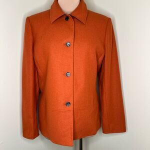 Vtg Collections for Le Suit Wool Blend Jacket 12 Womens Orange Fall Work Office
